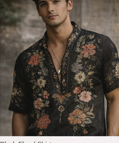 Black Floral Shirt